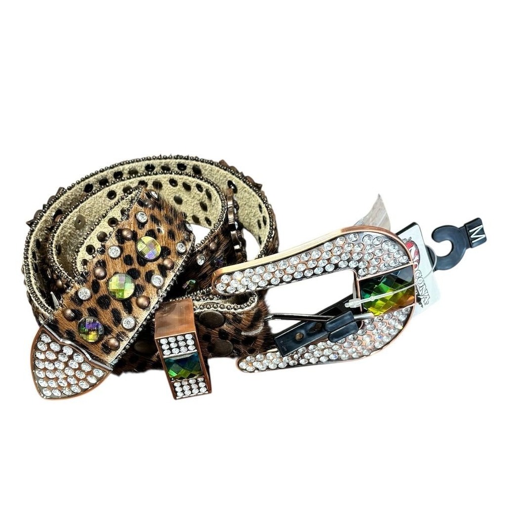 Nocona Women's Leopard Print Rhinestone Western Belt Size M